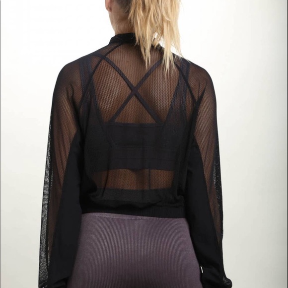 Mono B Mesh Cropped Zip-Up Jacket Size Large - Picture 4 of 4